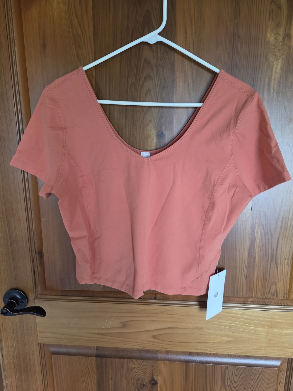 Women's Coral V-Neck Crop Top
